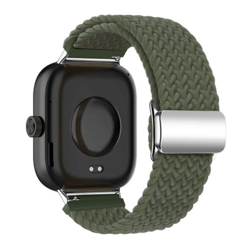 For Xiaomi Smart Band 8 Pro / Redmi Watch 4 Loop Strap Magnetic Buckle Woven Watch Band - Dark Olive Green