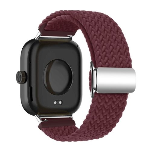 For Xiaomi Smart Band 8 Pro / Redmi Watch 4 Loop Strap Magnetic Buckle Woven Watch Band - Wine Red