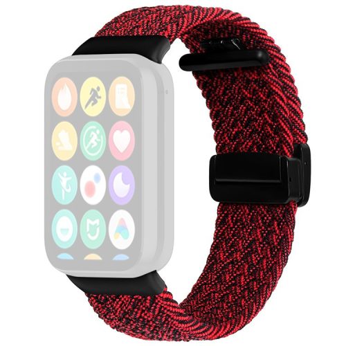 For Xiaomi Smart Band 8 Pro / Redmi Watch 4 Nylon Braided Band Magnetic Buckle Watch Strap - Black+Red