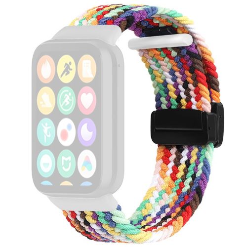 For Xiaomi Smart Band 8 Pro / Redmi Watch 4 Nylon Braided Band Magnetic Buckle Watch Strap - Official Rainbow