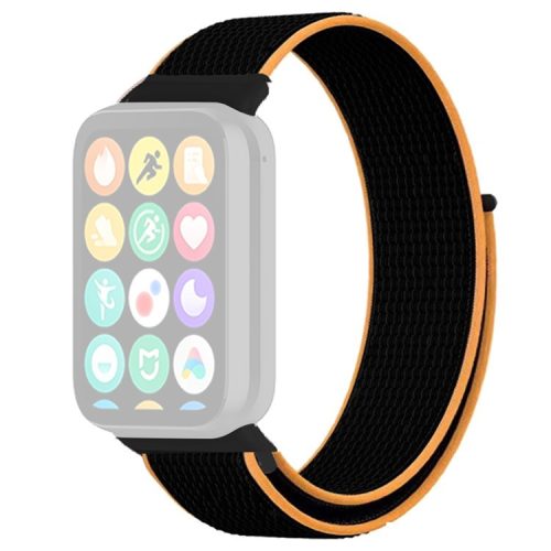 For Xiaomi Smart Band 8 Pro / Redmi Watch 4 Nylon Loop Watch Band Breathable Sport Strap - Black+Orange