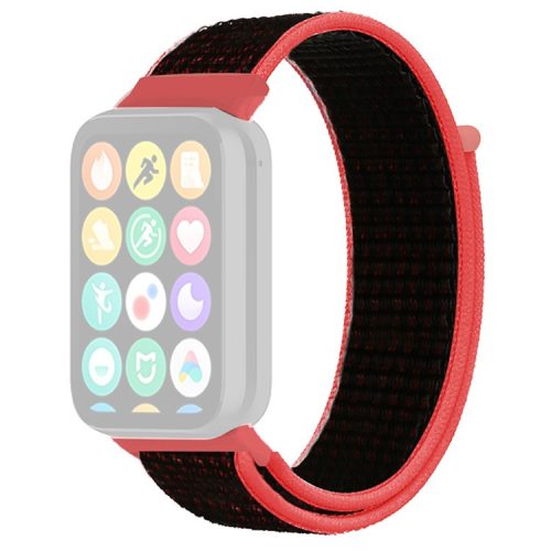 For Xiaomi Smart Band 8 Pro / Redmi Watch 4 Nylon Loop Watch Band Breathable Sport Strap - Red+Black