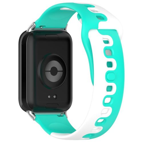 For Xiaomi Smart Band 8 Pro / Redmi Watch 4 Silicone Watch Strap Double Color Replacement Watch Band - Cyan+White