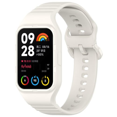 For Xiaomi Smart Band 8 Pro Easily Adjustable Watch Strap Flexible Silicone Wrist Band - Beige