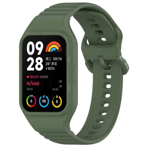 For Xiaomi Smart Band 8 Pro Easily Adjustable Watch Strap Flexible Silicone Wrist Band - Dark Green