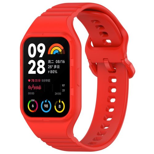 For Xiaomi Smart Band 8 Pro Easily Adjustable Watch Strap Flexible Silicone Wrist Band - Red