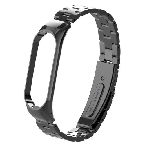 Solid Stainless Steel Metal Smart Watch Band for Xiaomi Mi Smart Band 4 - Black