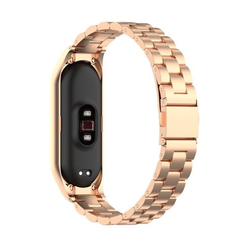 Stainless Steel Replacement Smart Watch Strap Watchband for Xiaomi Mi Band 5/6 - Rose Gold