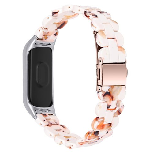 Stylish Oval Resin Watchband Replacement Wrist Strap with Folding Buckle for Xiaomi Mi Band 5/Band 6 - Nougat Pattern