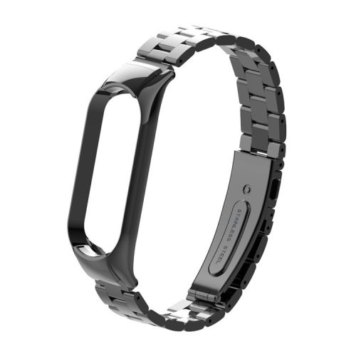 Three Beads Stainless Steel Watch Strap Replacement Band for Xiaomi Mi Band 5 - Black