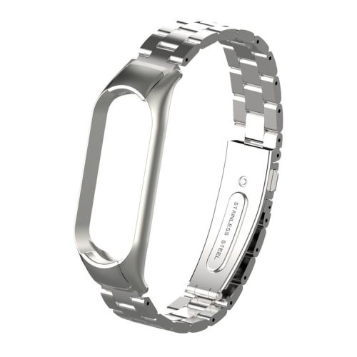 Three Beads Stainless Steel Watch Strap Replacement Band for Xiaomi Mi Band 5 - Silver