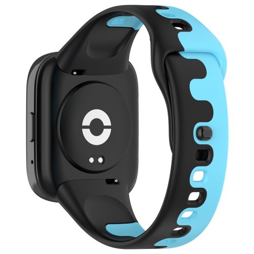 Watch Strap for Xiaomi Redmi Watch 3 Lite / Watch 3 Active Double Color Splicing Replacement Silicone Watchband - Black+Blue