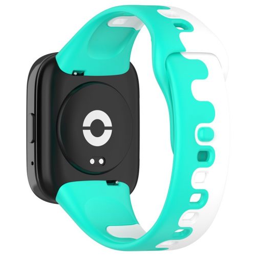 Watch Strap for Xiaomi Redmi Watch 3 Lite / Watch 3 Active Double Color Splicing Replacement Silicone Watchband - Cyan+White