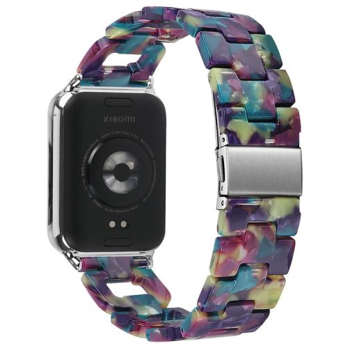 Watch Strap for Xiaomi Redmi Watch 4 D-Shape Resin Replacement Watchband - Purple+Green Flower