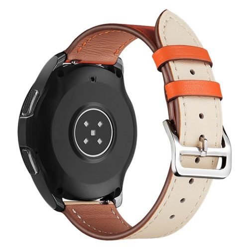 XIAOMI YOUPIN for Haylou LS02 / RS4 Plus LS11 20mm Watch Bands Replacement Strap Textured Genuine Leather Adjustable Wrist Strap - Orange / Beige