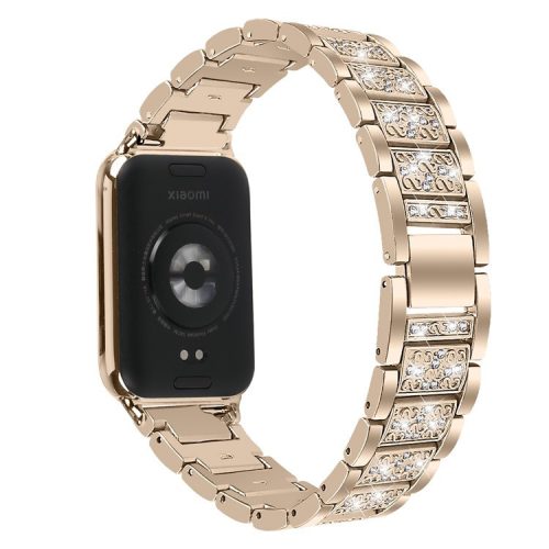 Zinc Alloy Watch Strap for Xiaomi Redmi Watch 4 S-Shape Texture Rhinestone Decor Bracelet - Champagne Gold