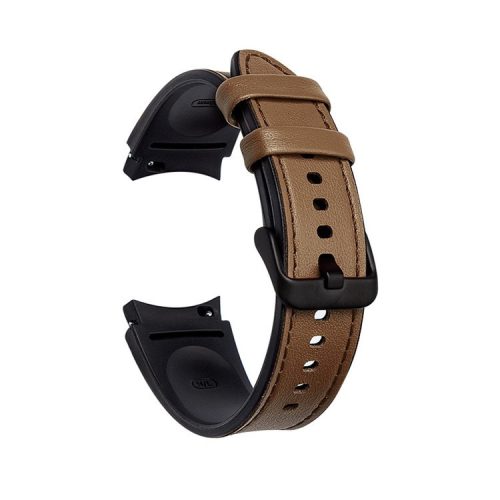 20mm Adjustable Leather Watch Band Strap for Samsung Galaxy Watch6 40mm 44mm / Watch6 Classic 43mm 47mm / Watch 5 40mm 44mm / 5 Pro 45mm / Watch4 40mm 44mm - Brown