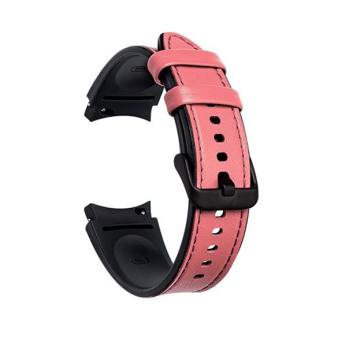 20mm Adjustable Leather Watch Band Strap for Samsung Galaxy Watch6 40mm 44mm / Watch6 Classic 43mm 47mm / Watch 5 40mm 44mm / 5 Pro 45mm / Watch4 40mm 44mm - Pink