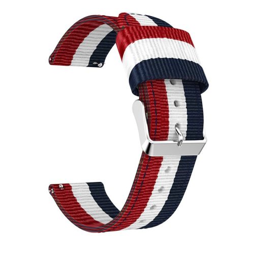 20mm Classic Buckle Nylon Watch Strap for Samsung Galaxy Watch Active SM-R500 - Red / White / Blue