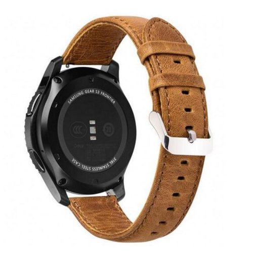 20mm Crazy Texture Genuine Leather Watch Band Bracelet Strap for Samsung Gear S2 Classic / S3 Classic - Light Brown