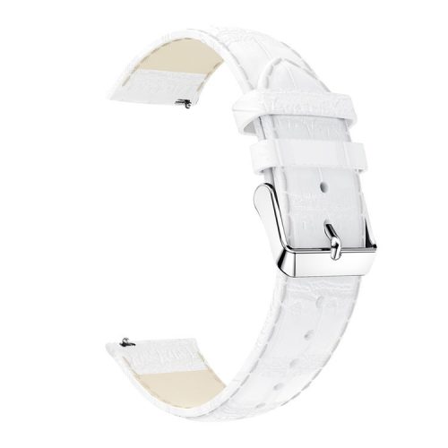 20mm Crocodile Texture Genuine Leather Watch Strap Replacement for Samsung Galaxy Watch Active - White