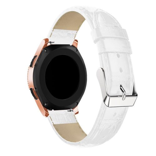 20mm Crocodile Texture Genuine Leather Watchband for Samsung Galaxy Watch 42mm, Smart Watch Strap Bracelet - White