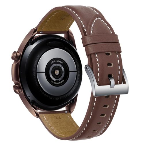 20mm Fine Stitches Genuine Leather Watch Band for Samsung Galaxy Watch4 Classic 46mm 42mm/Watch4 44mm 40mm/Galaxy Watch3 41mm - Light Brown