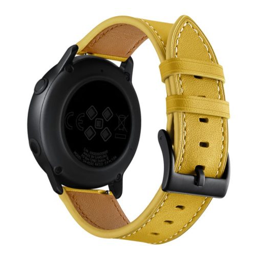 20mm Genuine Leather Smart Watch Replacement Strap for Samsung Galaxy Watch4 Classic 46mm 42mm/Galaxy Watch4 44mm 40mm/Galaxy Watch Active1/Active2 40mm 44mm - Yellow