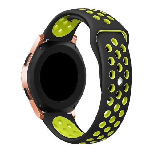 20mm Hollow Two-tone Soft Silicone Watch Band Strap for Samsung Galaxy Watch 42mm - Black / Green