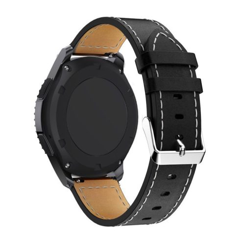 20mm Leather Watch Band with Adjustable Buckle Wrist Strap for Samsung Galaxy Watch6 40mm 44mm / Watch6 Classic 43mm 47mm / Watch 5 40mm 44mm / 5 Pro 45mm / Watch4 40mm 44mm - Black