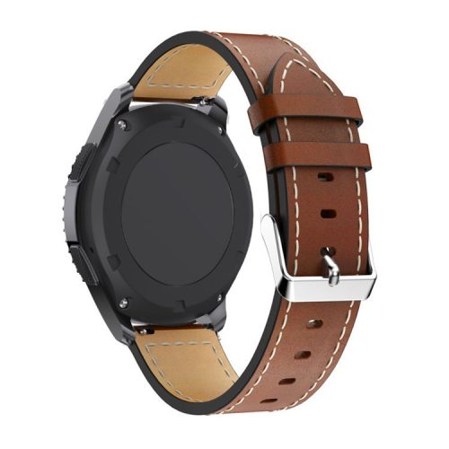 20mm Leather Watch Band with Adjustable Buckle Wrist Strap for Samsung Galaxy Watch6 40mm 44mm / Watch6 Classic 43mm 47mm / Watch 5 40mm 44mm / 5 Pro 45mm / Watch4 40mm 44mm - Brown