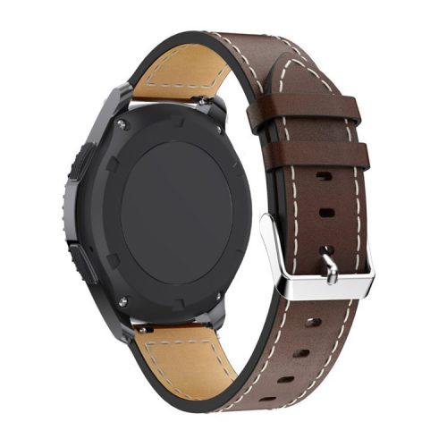 20mm Leather Watch Band with Adjustable Buckle Wrist Strap for Samsung Galaxy Watch6 40mm 44mm / Watch6 Classic 43mm 47mm / Watch 5 40mm 44mm / 5 Pro 45mm / Watch4 40mm 44mm - Coffee