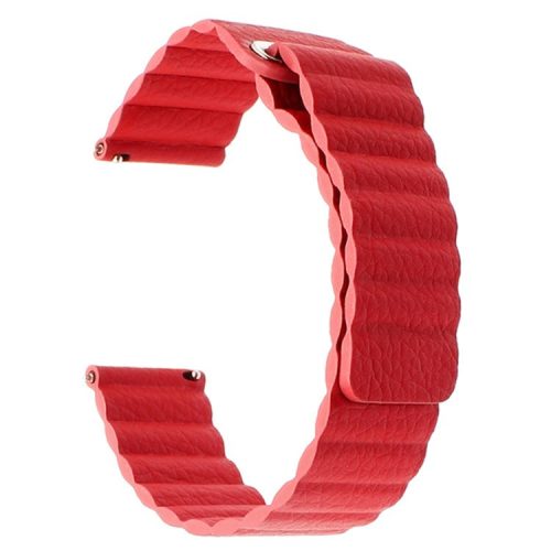 20mm Magnetic Loop PU Leather Watch Band for Samsung Gear Sport/Samsung Galaxy Watch Active2 40mm 44mm - Red