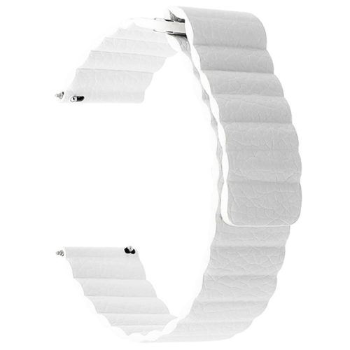 20mm Magnetic Loop PU Leather Watch Band for Samsung Gear Sport/Samsung Galaxy Watch Active2 40mm 44mm - White