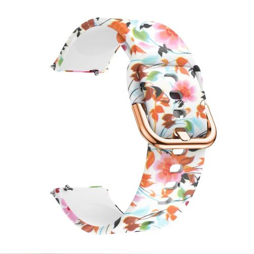 20mm Pattern Printing Silicone Watch Strap for Samsung Galaxy Watch Active, Pin Buckle Watch Wrist Band - Beautiful Flowers