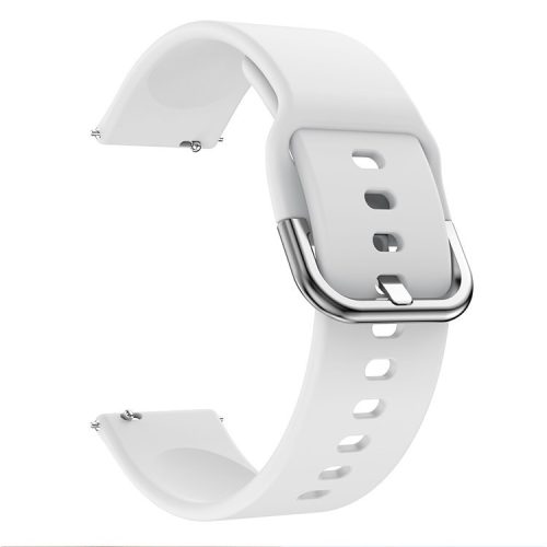 20MM Silicone Solid Color Watch Strap for Samsung Galaxy Watch4 Classic 46mm 42mm/Watch4 44mm 40mm/Polar Ignite, etc. - White