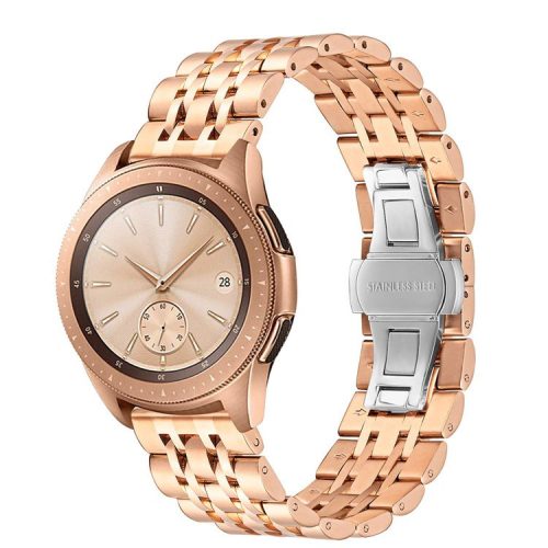 20mm Stainless Steel Watch Strap with Butterfly Buckle for Samsung Galaxy Watch 42mm - Rose Gold