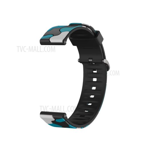 20MM Stylish Camouflage Pattern Flexible Silicone Watch Strap for Samsung Galaxy Watch4 Classic 46mm 42mm/Watch4 44mm 40mm/Polar Ignite - Blue