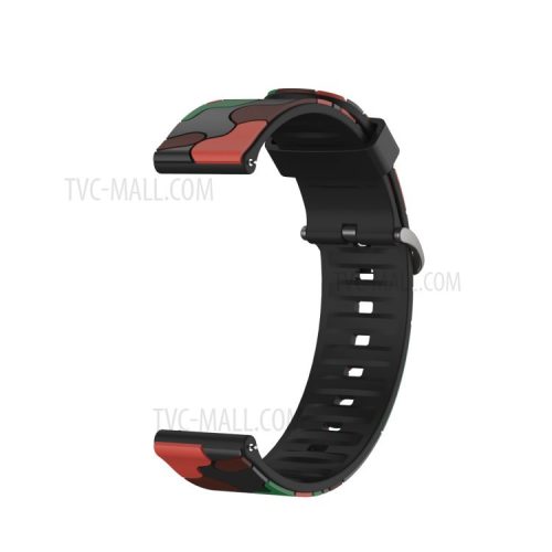 20MM Stylish Camouflage Pattern Flexible Silicone Watch Strap for Samsung Galaxy Watch4 Classic 46mm 42mm/Watch4 44mm 40mm/Polar Ignite - Red