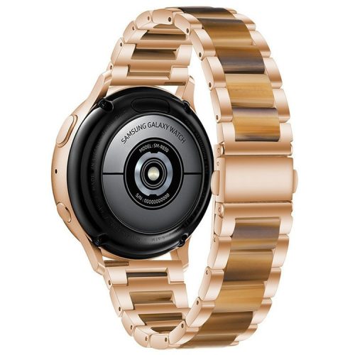 20mm Three Beads Stainless Steel Resin Strap for Samsung Galaxy Watch6 40mm 44mm / Watch6 Classic 43mm 47mm / Watch 5 40mm 44mm / 5 Pro 45mm / Watch4 40mm 44mm - Rose Gold / Honey