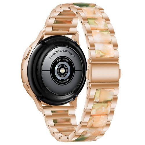 20mm Three Beads Stainless Steel Resin Strap for Samsung Galaxy Watch6 40mm 44mm / Watch6 Classic 43mm 47mm / Watch 5 40mm 44mm / 5 Pro 45mm / Watch4 40mm 44mm - Rose Gold / Pink Green