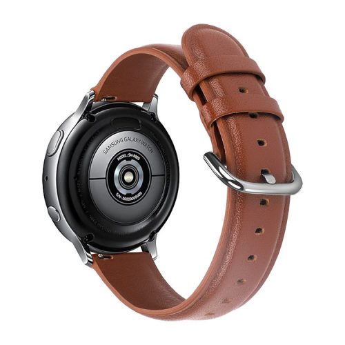 20mm Top Genuine Leather Smart Watch Strap Replacement for Samsung Galaxy Watch4 Classic 46mm 42mm/Watch4 44mm 40mm/Watch Active2 44mm - Brown