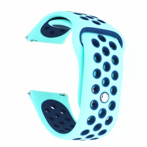 20mm Two-tone Silicone Hollow Watch Band for Samsung Galaxy Watch Active - Baby Blue / Dark Blue