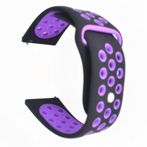 20mm Two-tone Silicone Hollow Watch Band for Samsung Galaxy Watch Active - Black / Purple