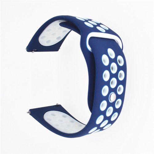 20mm Two-tone Silicone Hollow Watch Band for Samsung Galaxy Watch Active - Dark Blue / White