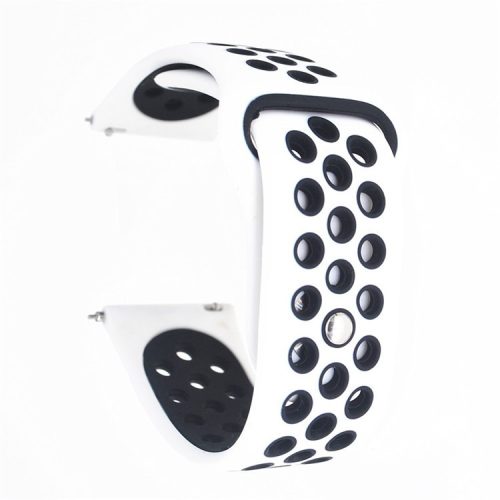 20mm Two-tone Silicone Hollow Watch Band for Samsung Galaxy Watch Active - White / Black