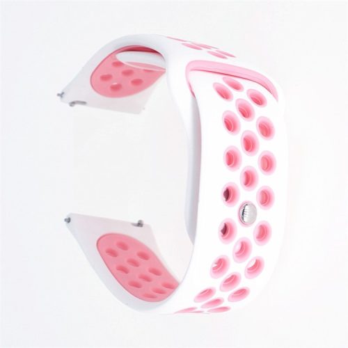 20mm Two-tone Silicone Hollow Watch Band for Samsung Galaxy Watch Active - White / Pink