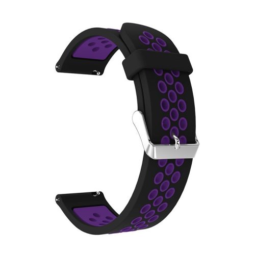 20mm Two-tone Silicone Watch Band for Samsung Galaxy Watch 42mm, Hollow Adjustable Wrist Strap - Black / Purple