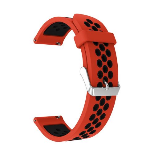 20mm Two-tone Silicone Watch Band for Samsung Galaxy Watch 42mm, Hollow Adjustable Wrist Strap - Red / Black