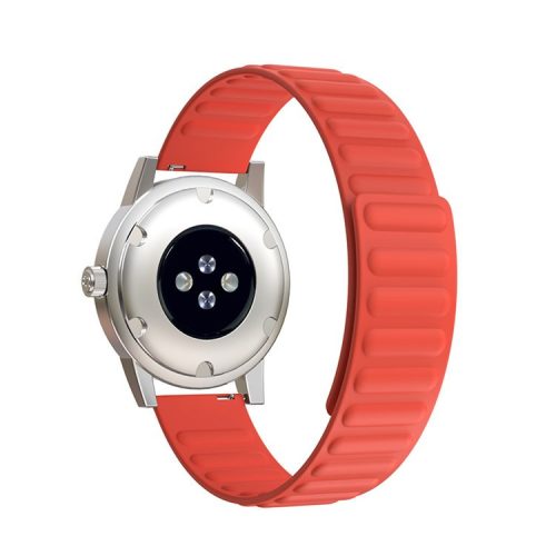 20mm Universal Magnetic Absorption Silicone Watchband Strap Replacement for Samsung Galaxy Watch4 Classic 46mm 42mm/Watch4 44mm 40mm/Gear Sport - Tangerine